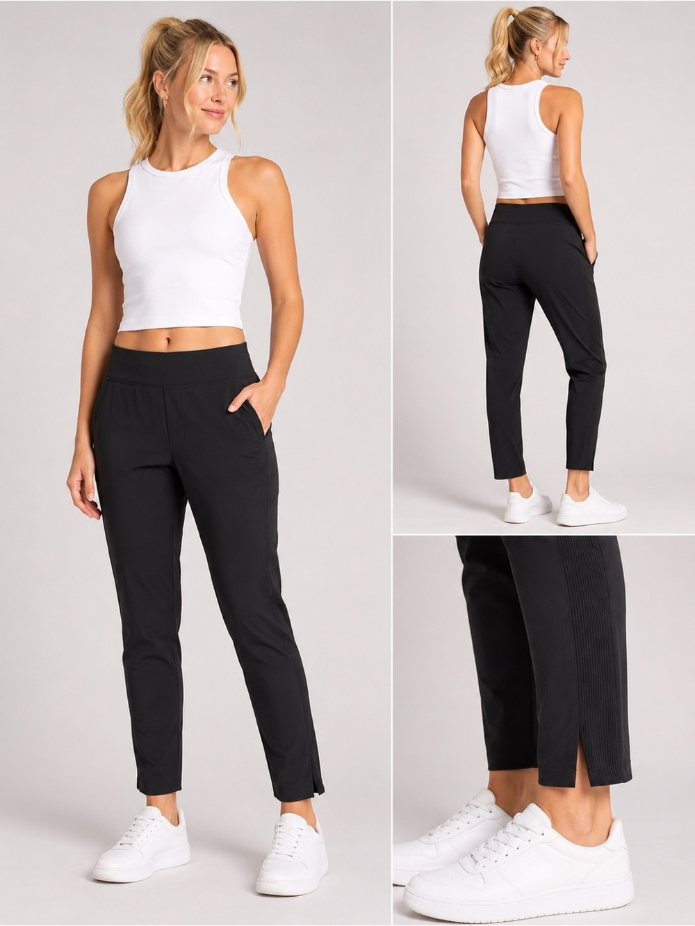 Athleta Black Slim Ankle Pants Stretch Travel Workwear Pull-On 25411